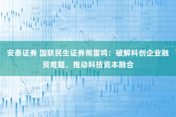 安泰证券 国联民生证券熊雷鸣：破解科创企业融资难题，推动科技资本融合